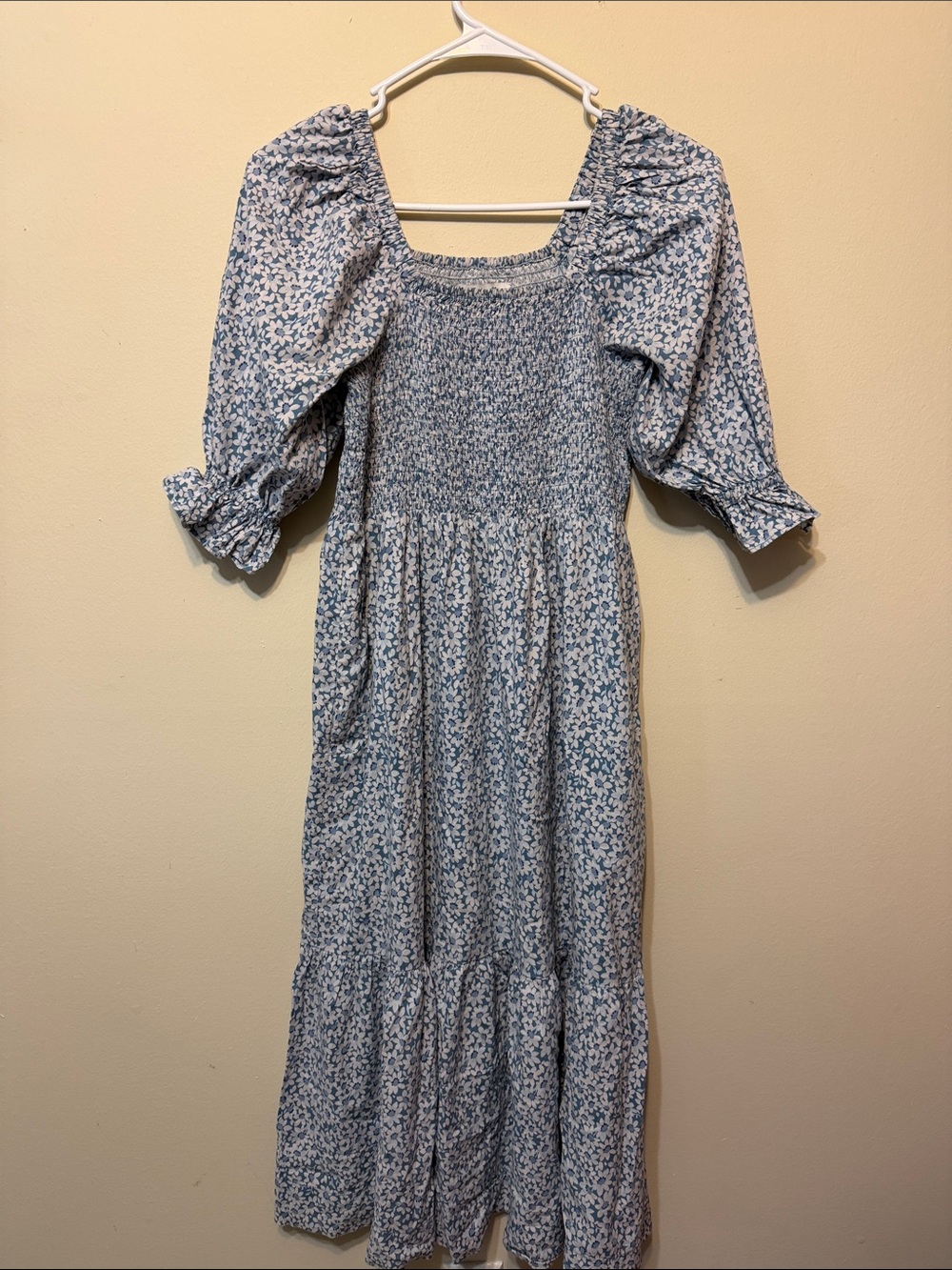 Madewell Blue Floral Puff-Sleeve Maxi Dress
